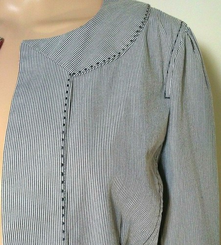 Giacca Ann Taylor LOFT 12 righe blu aperte punto ritagliato dettaglio bottoni 3/4 Slv - Foto 2 di 6