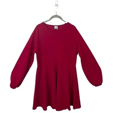 Asos Mini Dress Size 12 Women Red Fit & Flare Balloon Sleeve NWT Flaw