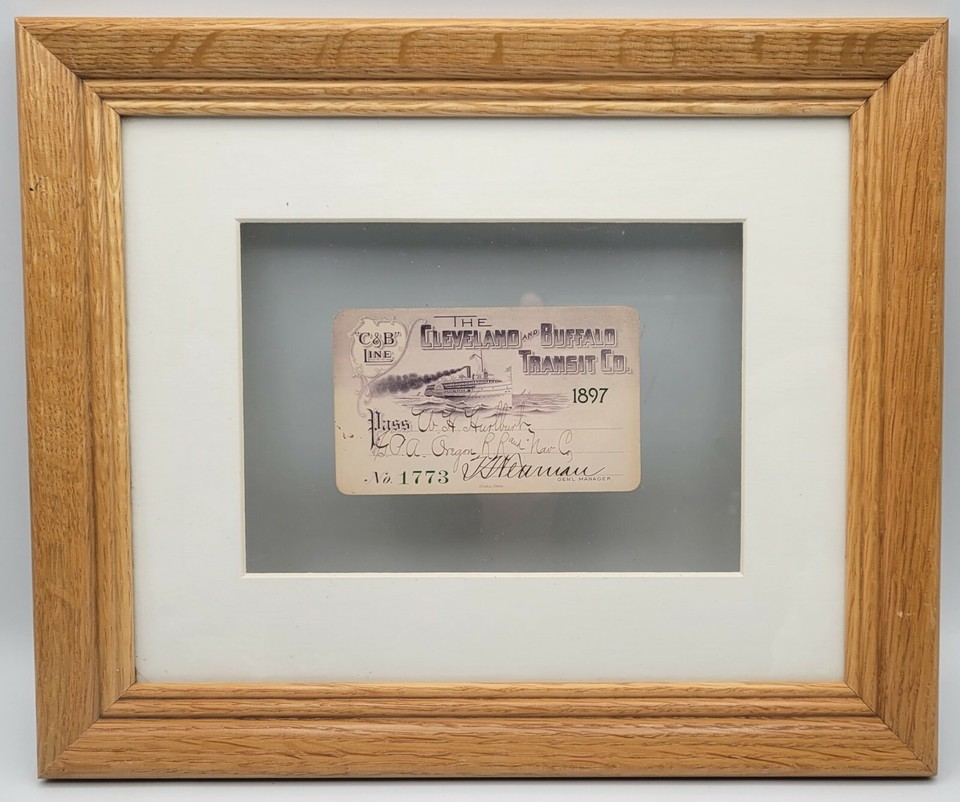 Antique 1897 Boarding Pass For The Cleveland And Buffalo Transit Co C antique-1897-boarding-pass-for-the-cleveland-and-buffalo-transit-co-c