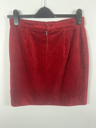 Vintage Luisa Spagnoli Size UK 12 Skirt red Cotton Velvet Jumbo Cord Lined Flaw - Picture 6 of 9