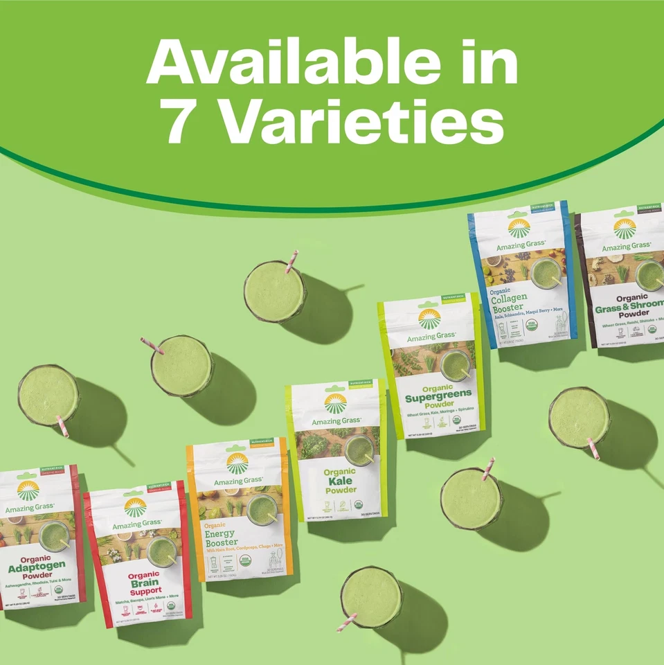 Potenciador de batido en polvo súper verde orgánico Amazing Grass 5,29 OZ Foto 4 de 4