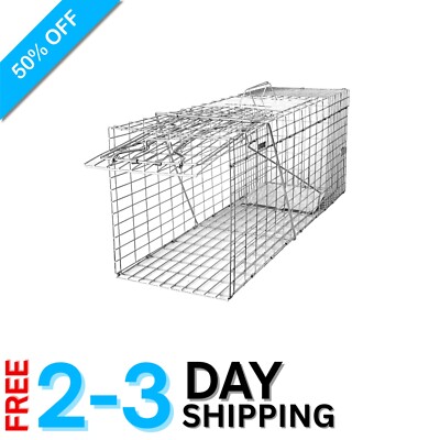 Folding 32'' Humane Animal Cage Trap - Ideal for Raccoons, Stray Cats, and More