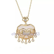 White Jade Ruyi Pendant 925 Gold Plated Ethnic Style Women's Necklace Jewelry