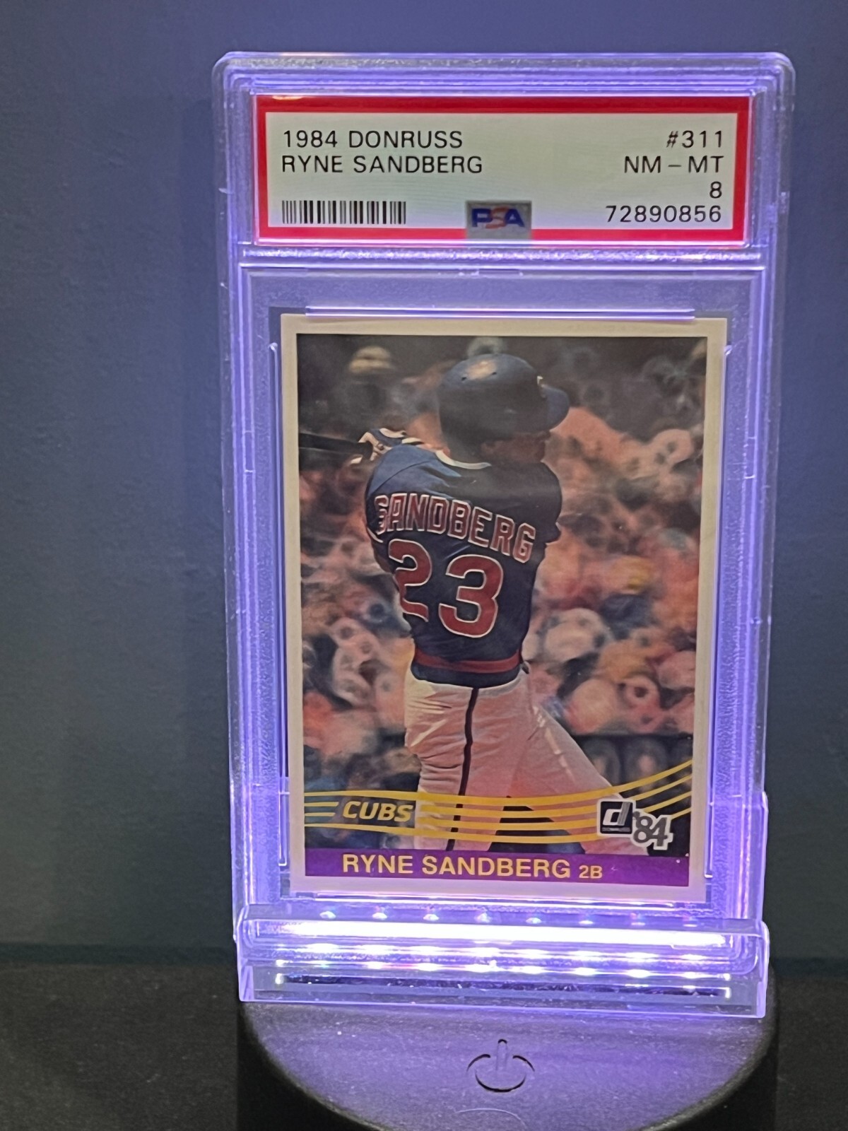 1984 DONRUSS RYNE SANDBERG #311 PSA 8 (NEW LABEL=TOUGH GRADE)