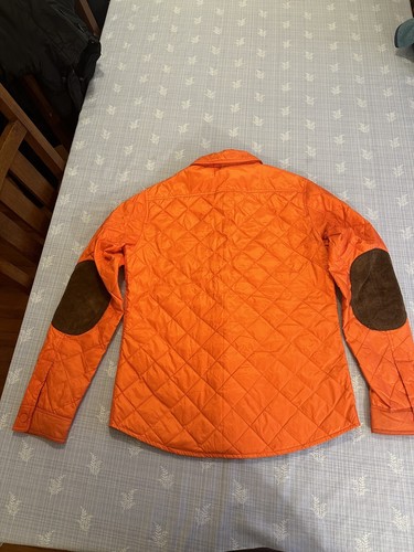 Ralph Lauren RLX Quilted Down Jacket Suede Patches Hunting Shooting Small Orange - Picture 2 of 7