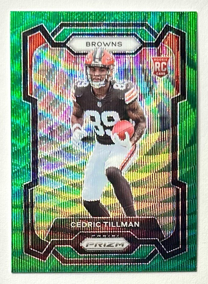 2023 Prizm Cedric Tillman Green Wave Prizm Refractor Rookie SP RC 321 Browns NFL
