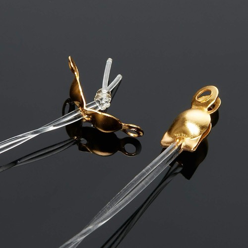1400 Pieces Knot Covers Clamshell for Jewelry Making Open Endcaps Fold-over B... - Picture 4 of 7