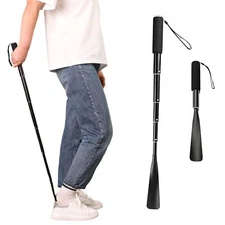 Metal Shoe Horn Long Handle For Seniors,14"-37" Adjustable Shoehorns for Men ...
