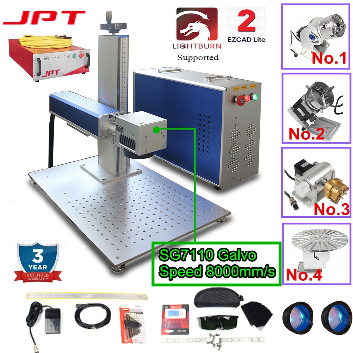 50W/20W/30W JPT Fiber Laser Marking Machine Metal Engraver SG7110