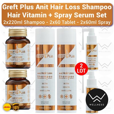 Greft Plus 2 Months Anti Hair Loss Hair Set (Shampoo + Hair Vitamin + Spray)