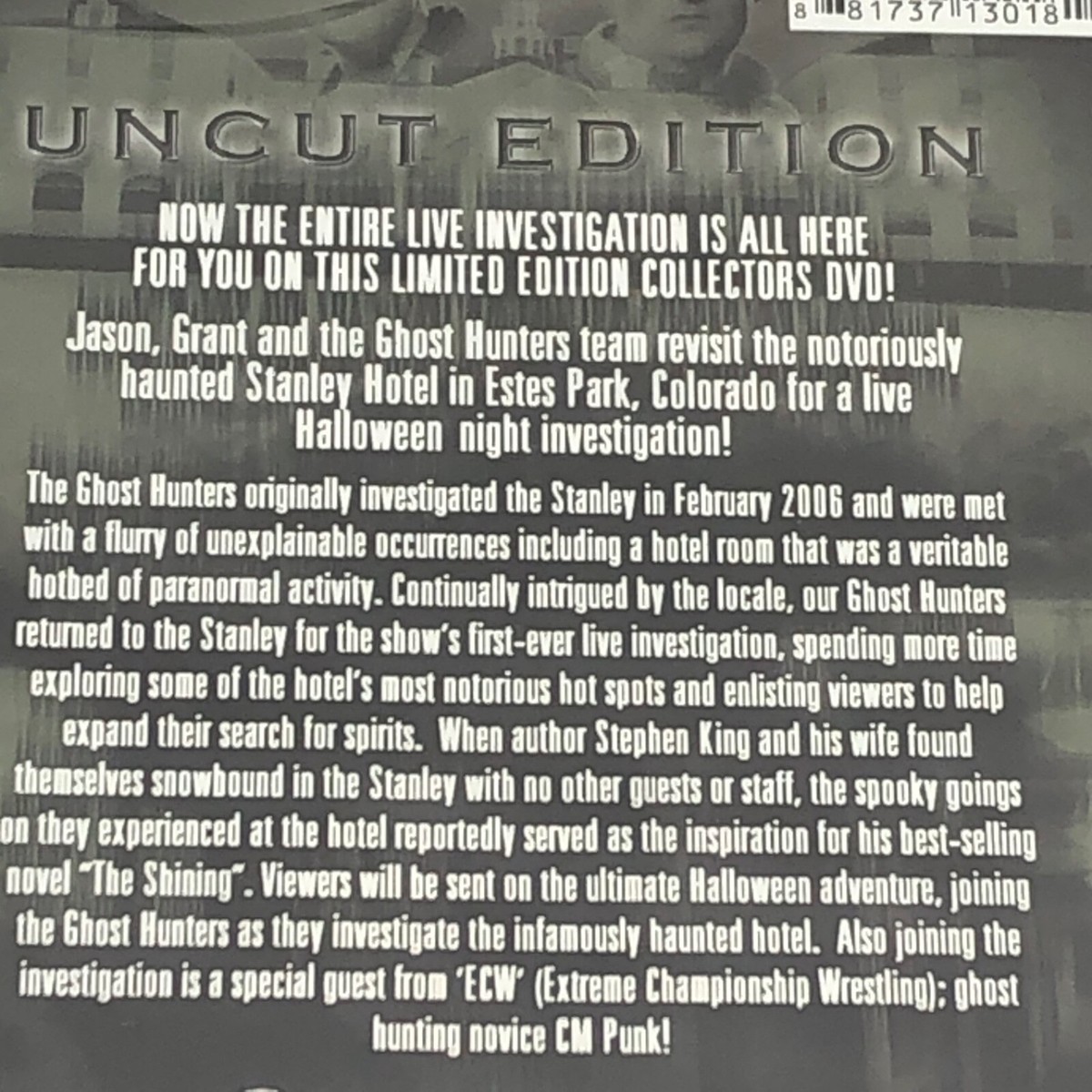 Ghost Hunters Live From The Stanley Hotel Uncut DVD