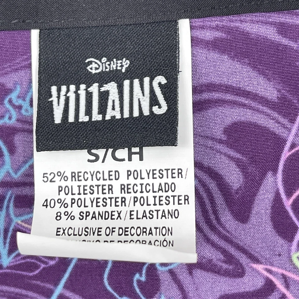 Disney Villains Womens Size Small Scrub Top Purple Performance Stretch NWT - Image 4 of 4