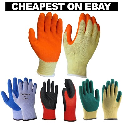 ARBEIT LATEX BESCHICHTETE ORANGE GUMMIHANDSCHUHE BAUMEISTER GARTENARBEIT SICHERHEITSGRIFF 24 PAAR