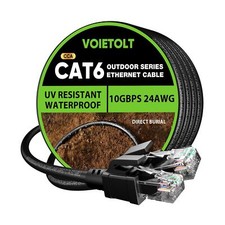 Cat 6 Outdoor Ethernet Cable 100 ft, 24AWG 10Gbps Cat6 Cable Cord Waterproof ...