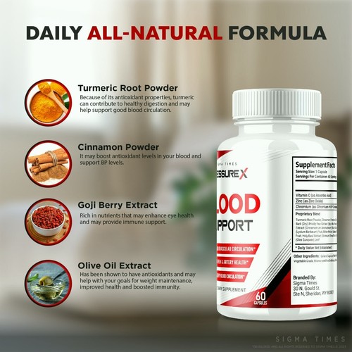(3 Pack) Pressure X Blood Support Pills to Balance Blood Pressure & Sugar Levels - Picture 5 of 8