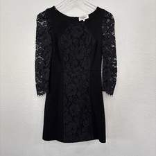 Tibi Little Black Dress - 3/4 Lace Sleeves, Sheath - Size 0