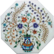 Marble Coffee Table TopSemi Precious Stone Inlay Work Patio Side Table for Hotel