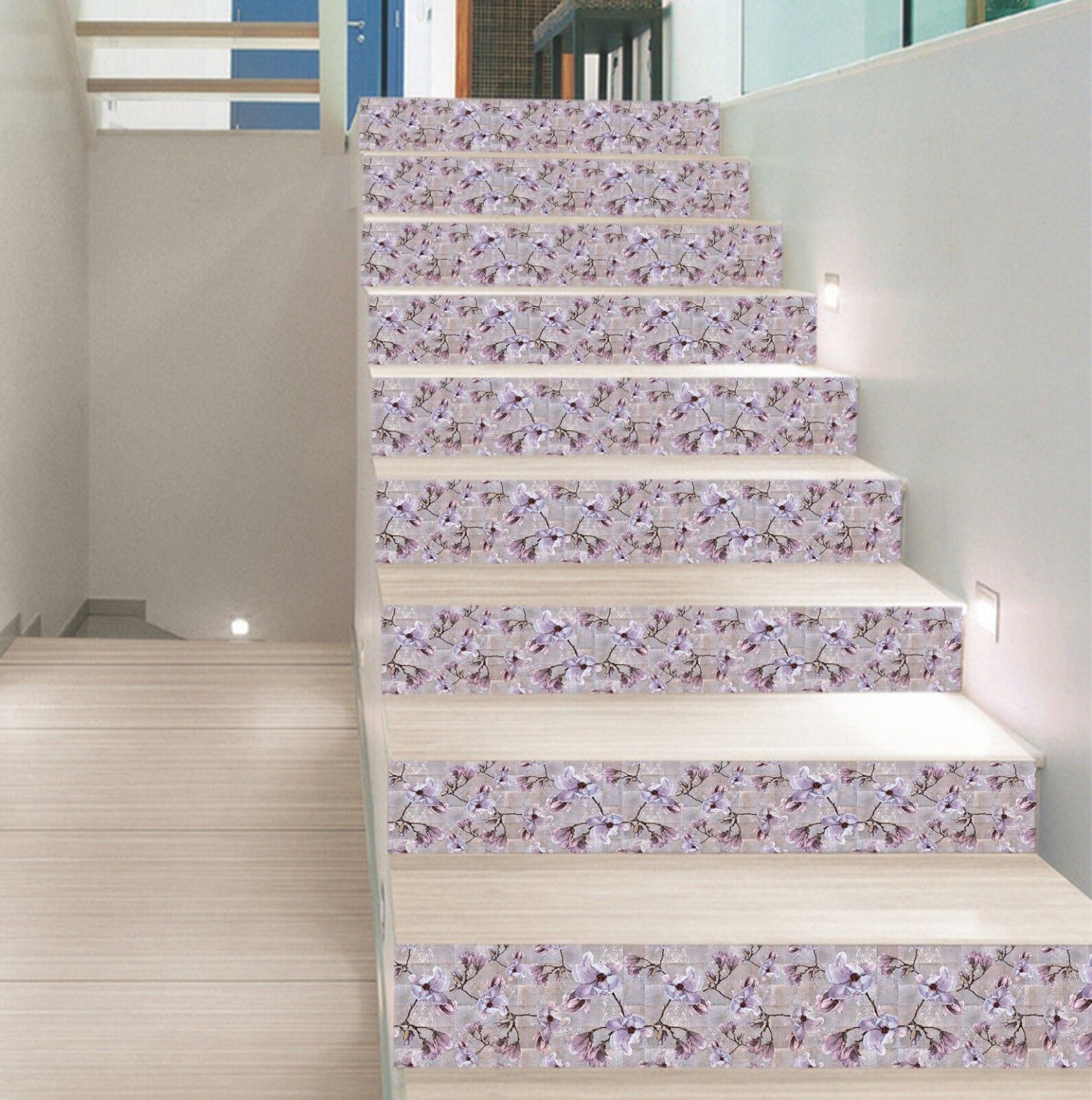 3D Purple Flower 89 Tile Marble Stair Risers Fototapeta Vinyl Naklejka Tapeta Ograniczona 10% ZNIŻKI