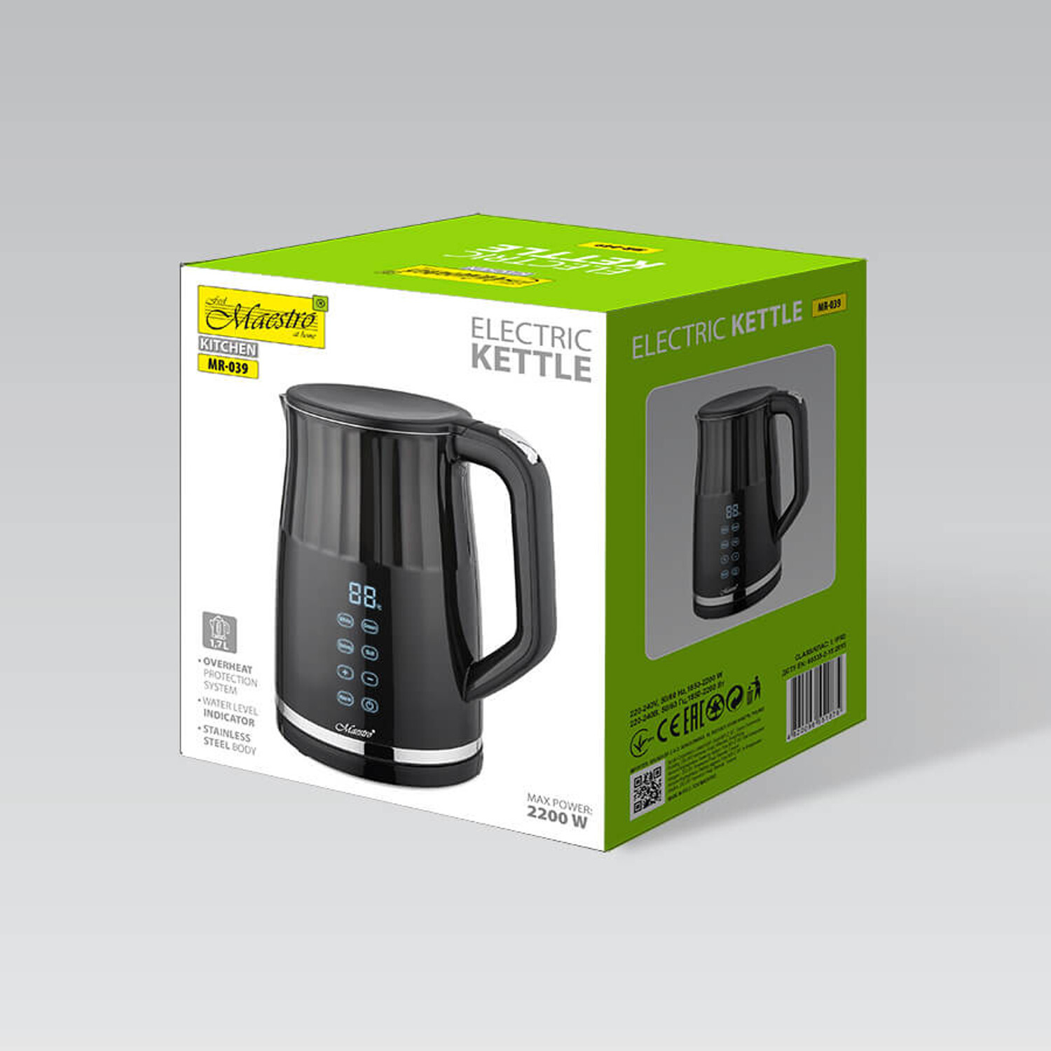 Bouilloire électrique 1.7L Maestro MR-039 écran tactile 2200W inox sans fil - 4