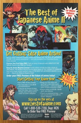 1999 Columbia House Anime Print Ad/Poster Manga VHS Video Wrath of