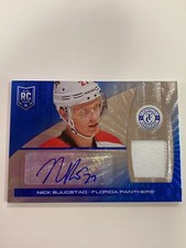 2013-14 Panini Totally Certified Nick Bjugstad Rookie Patch Auto Blue 05/25