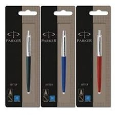 Parker Jotter Pen Set of 3 Stainless Steel Red Blue Black Fine Point Refills