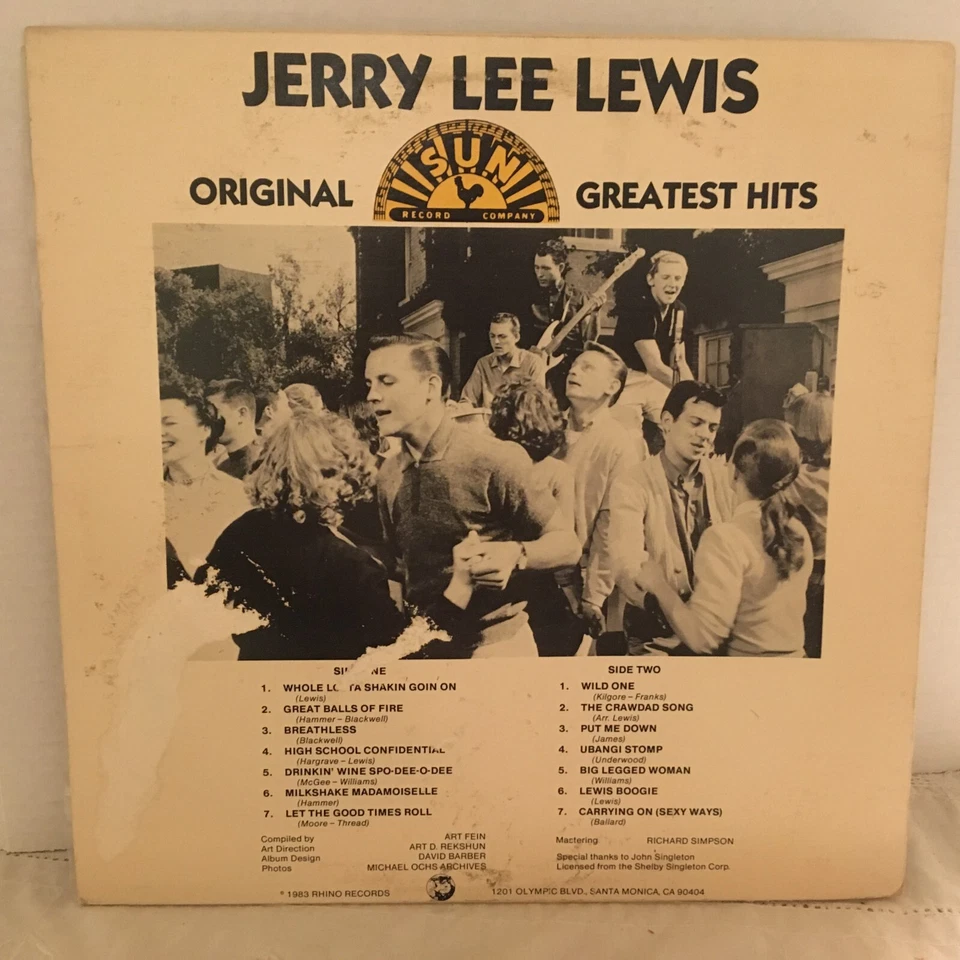 JERRY  LEE  LEWIS          LP     ORIGINAL SUN GREATEST HITS  ( PICTURE DISC ) - Image 2 of 2
