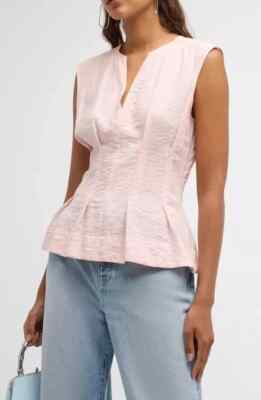 Derek Lam 10 Crosby womens Teresa Pleated Silk Blouse Top sz 0 Pink Dogwood $375