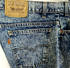 Vtg LEVI'S 509 Orange Tab Jeans Relaxed Taper ACID WASH USA 36/30 Actual 35/30 