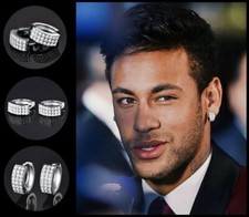 Men’s/Boy’s: Neymar AAA* 27-Zirconia-Set, 18 Carat White Gold Huggie Earrings