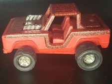 Vintage Tonka Totes Ford Bronco Red Metallic Flake Truck Made In USA
