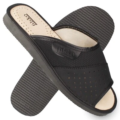 Hausschuhe Herren Schwarz bis Gr. 50 Pantoffeln offen Premium filsko Hartberg - Bild 1 von 4