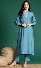 Indian Kurta Set; Women Ethnic Mirror work Embroidered Kurta with Trousers