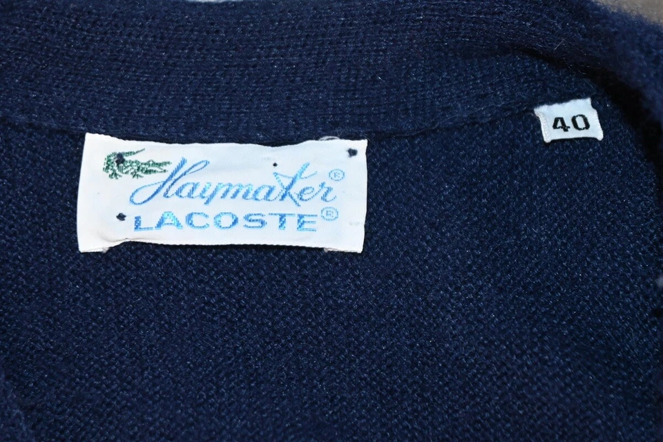 CÁRDIGAN SUÉTER VINTAGE AÑOS 60 HAYMAKER LACOSTE AZUL MARINO LOGOTIPO COCODRILO MUJER L  Foto 4 de 4