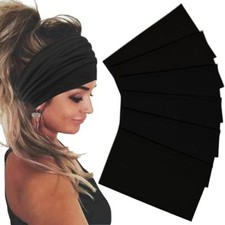 Wide Headbands For Women Stretch Headband Boho Head Bands Women's Hair Black