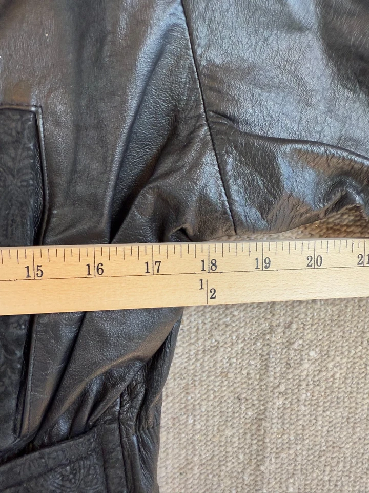 Chaqueta de cuero de colección para mujer talla grande Wilsons cachemir motociclista vaquera 1/4 cremallera Foto 4 de 4