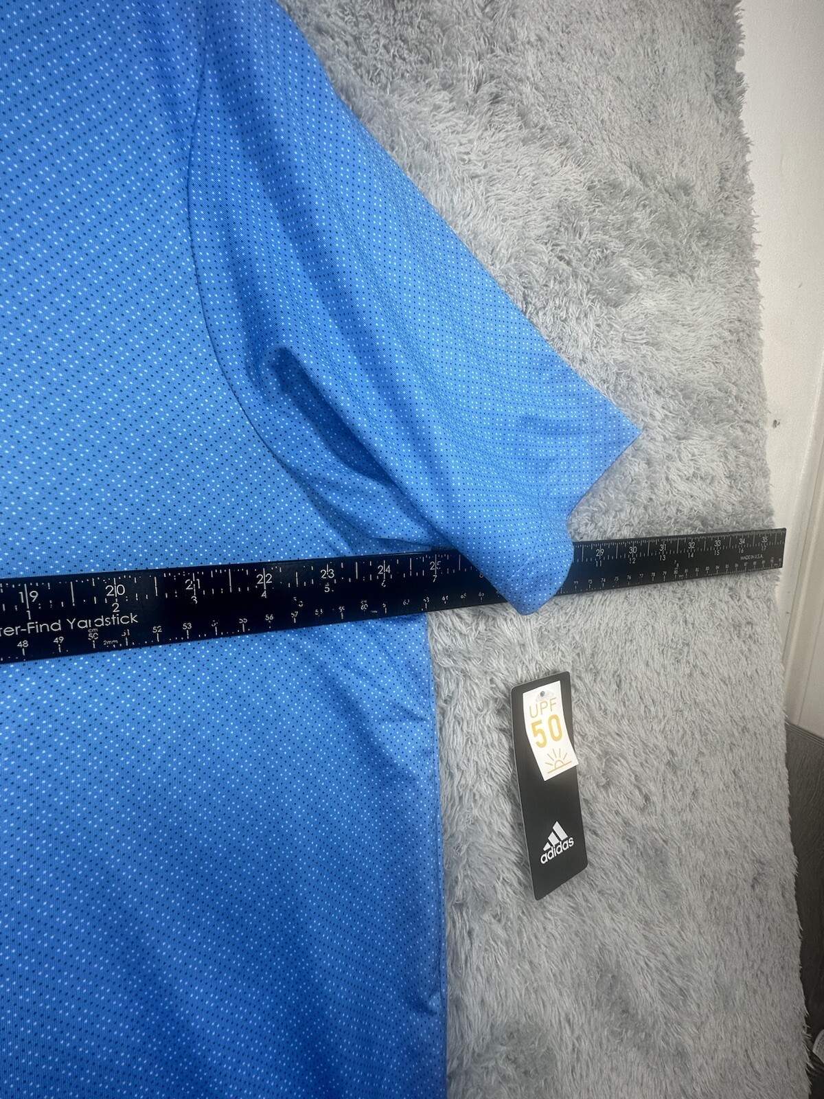 NWT Adidas golf polo, men's XL blue  with dots polyester blend thumbnail 5