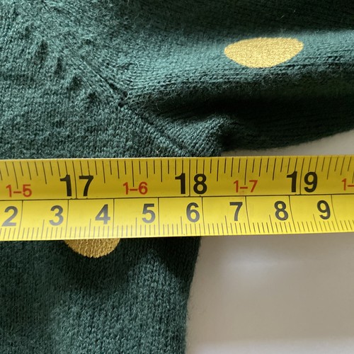 Boden Sweater Size 10 Green Gold Polka Dots Wool Cotton Blend Knitwear Women - Picture 8 of 11