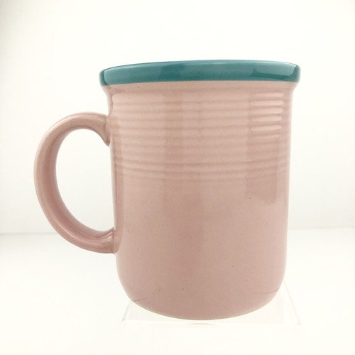 Century China RIO PINK Stoneware Coffee Mugs (4) Turquoise Trim Vintage - Picture 2 of 10