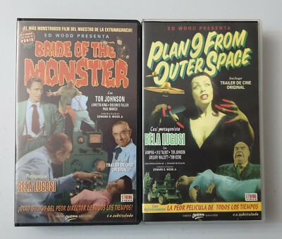 LOTE 2 VHS ED WOOD: BRIDE OF THE MONSTER/PLAN 9 FROM OUTER SPACE Lugosi Vampira