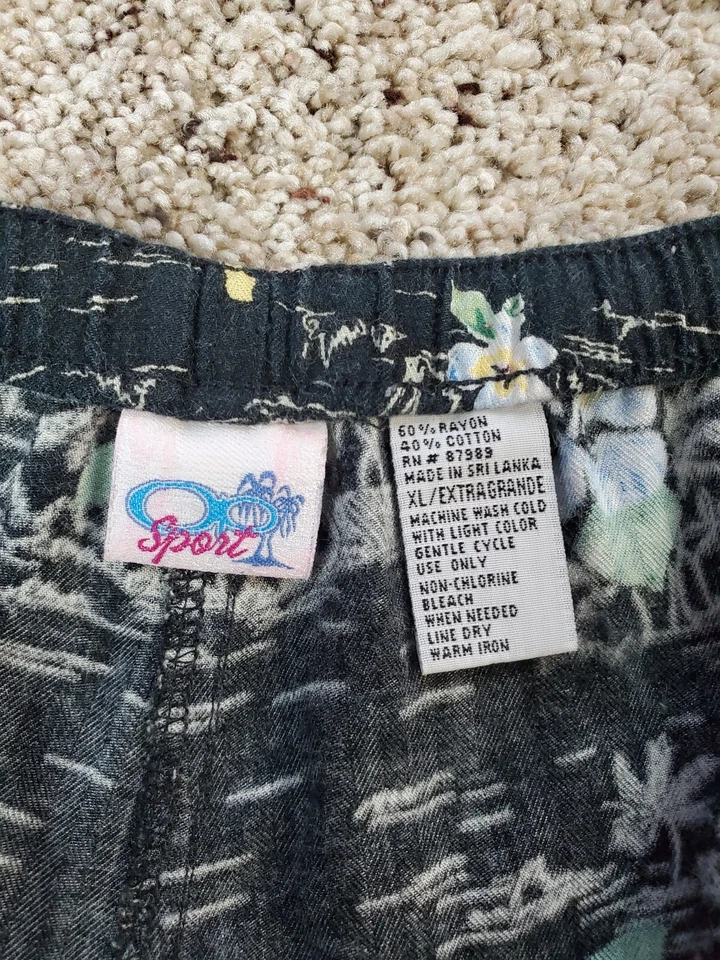 Vintage OP Ocean Pacific Bermuda Short Size XL Women Black Floral Drawstring Y2K - Image 3 of 4