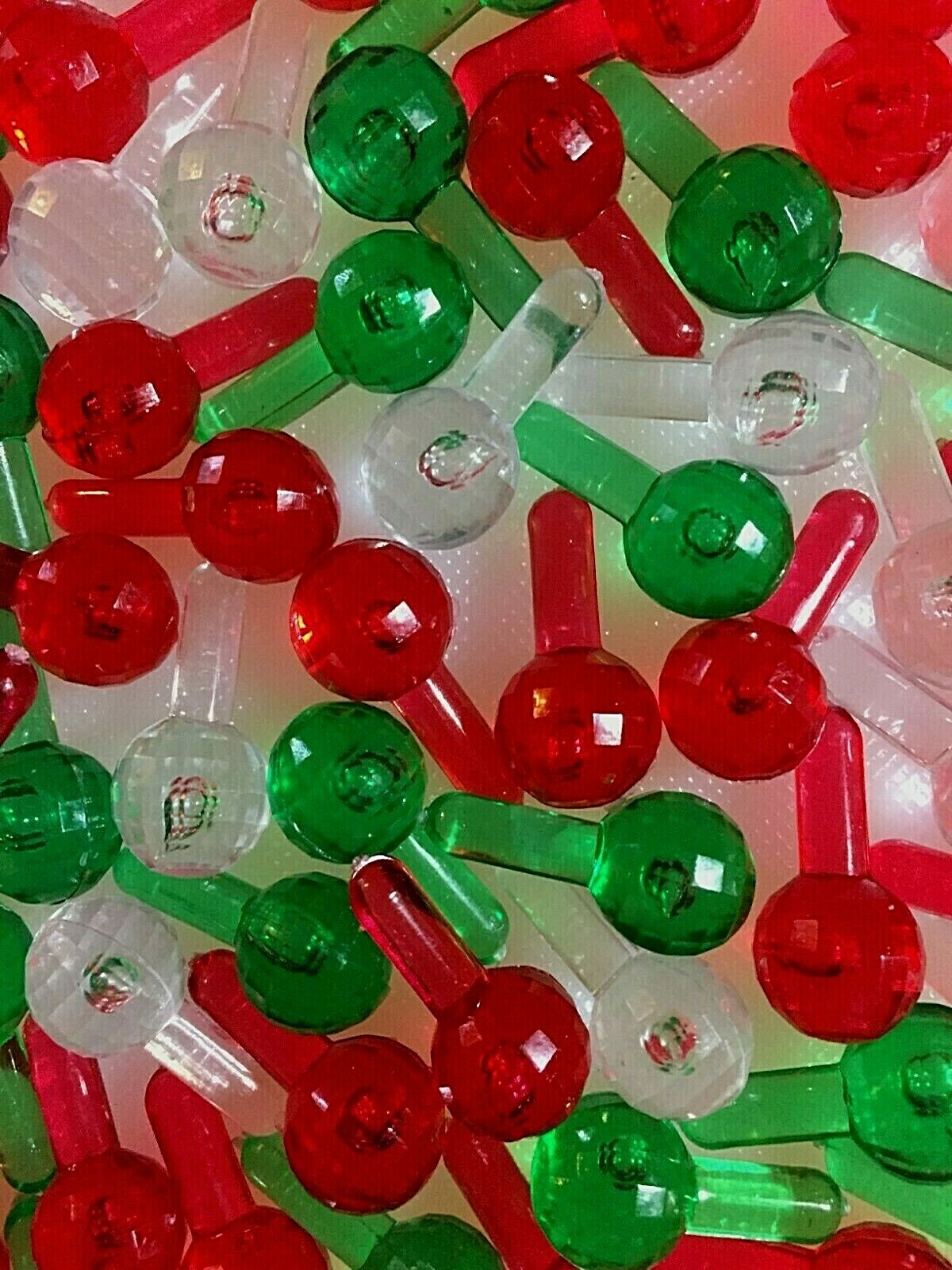 100 LARGE FACETED GLOBE BULBS Ceramic Christmas Tree Lights RED CLEAR