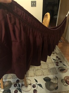 Solid Burgundy Color Elastic Bed Skirt Ruffle Q/K Size