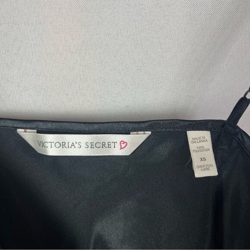 Victoria's Secret Black Satin Chiffon Rose Teddie Chemise Nightgown Slip XS - Picture 4 of 4