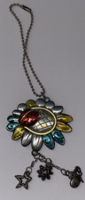 Charming Ladybug on a Sunflower Enamel Keychain W Gems butterfly star heart