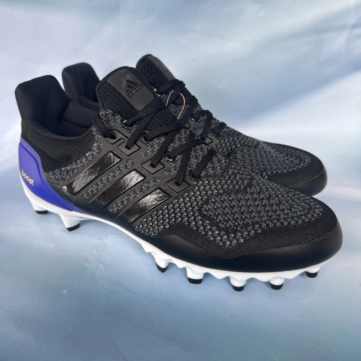 Adidas Mens Sz 10.5 High Top Football Cleats Black White Geometric‎ Techfit adidas Black 10.5 US Football Shoes & Cleats for Men for  main image 2
