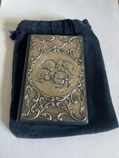 ANTIQUE HALLMARKED SILVER ADDRESS NOTE BOOK London 1989 Cherubs
