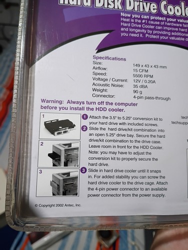 Antec Hard Disk Drive Cooler. New In PKG. - Picture 4 of 4