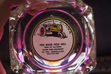 Scarce 1930s Oliver Tractor Fox River Mill Montello Wisconsin Glass Ashtray Sign