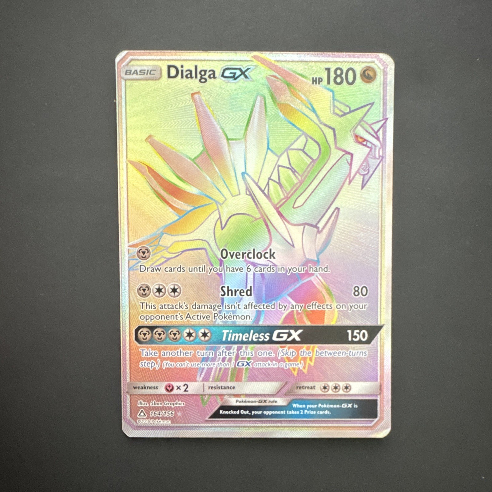 2018 Pokémon Dialga GX 164/156 Full Art Ultra Prism Holo Rainbow Rare